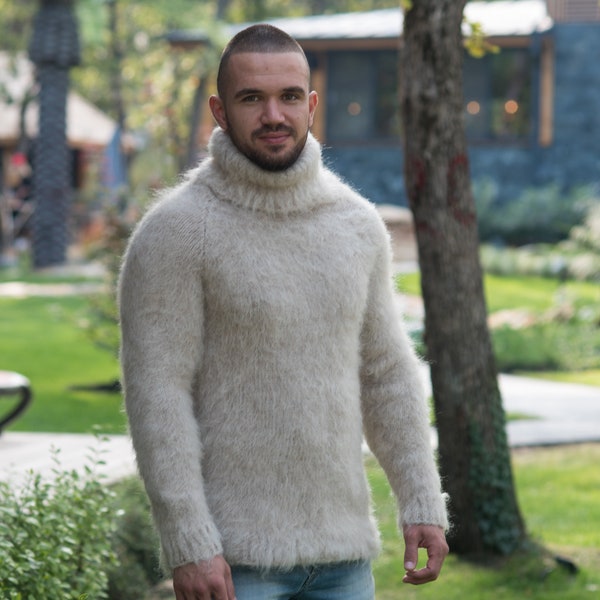 Excuisit Italian material sweater made of kid mohair , yak , alpaca and extra fine merino wool in 5 strands, Super fluffy jumper  T851M