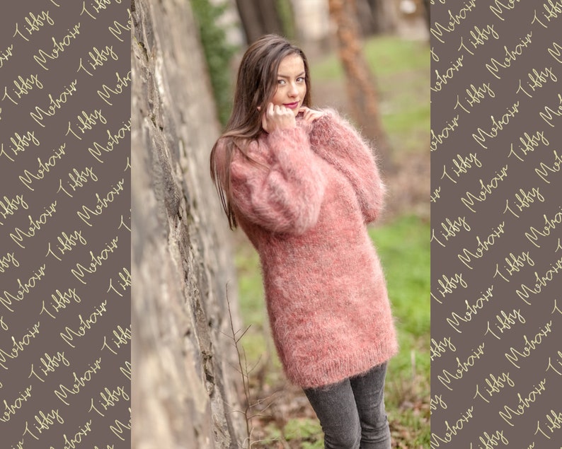 Fuzzy Mohair Sweater Turtleneck Pullover Fetish Sweater personalized sweater Fluffy Jumper Hand knit men sweater custom order sweater
