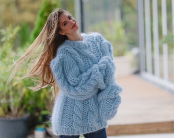10 Strands Cables Mohair Sweater Chunky 