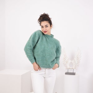 Hand-Knitted Sweater, Yak & Merino Blend, Cozy Bliss, Natural Fiber Fashion, Luxurious Knitwear, Winter Warmth, Unique Craftsmanship T1564 image 1