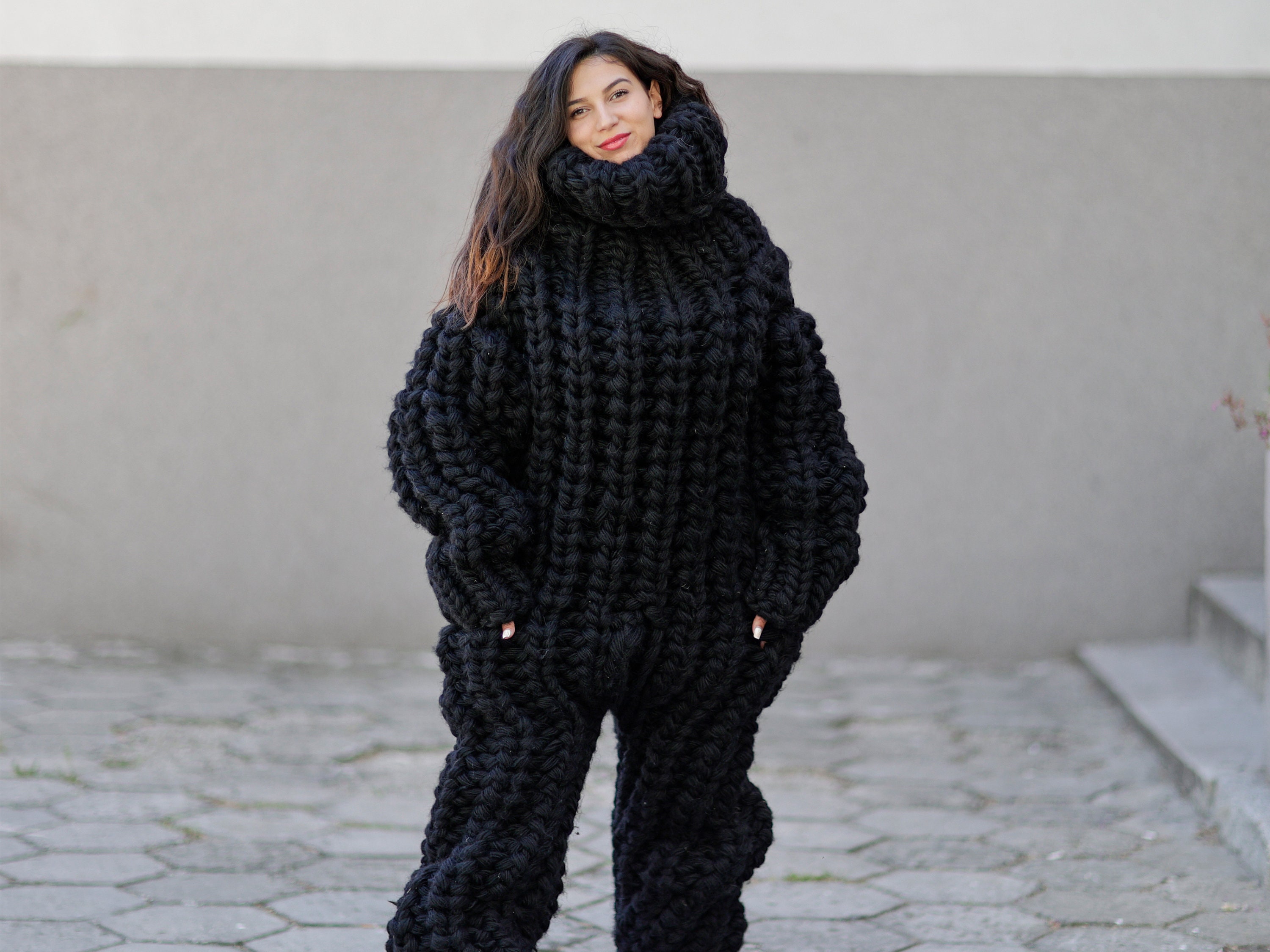 16 Strands Wool Catsuit , 100 % Wool Hand Knitted Woolen