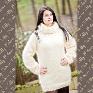 Dicker Mohair Pullover Rollkragen Pullover Grobstrick Pullover Unisex Hand gestrickt Pullover Pullover Kleid T298