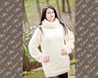 Thick Mohair Sweater Turtleneck sweater Chunky Knit Sweater Unisex Hand Knitted sweater Sweater Dress T298