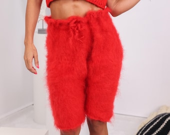 eaphi　FLUFFY SHORT PANTS Fuzzy Black Mohair Shorts Fluffy Short Pants by Supertanya