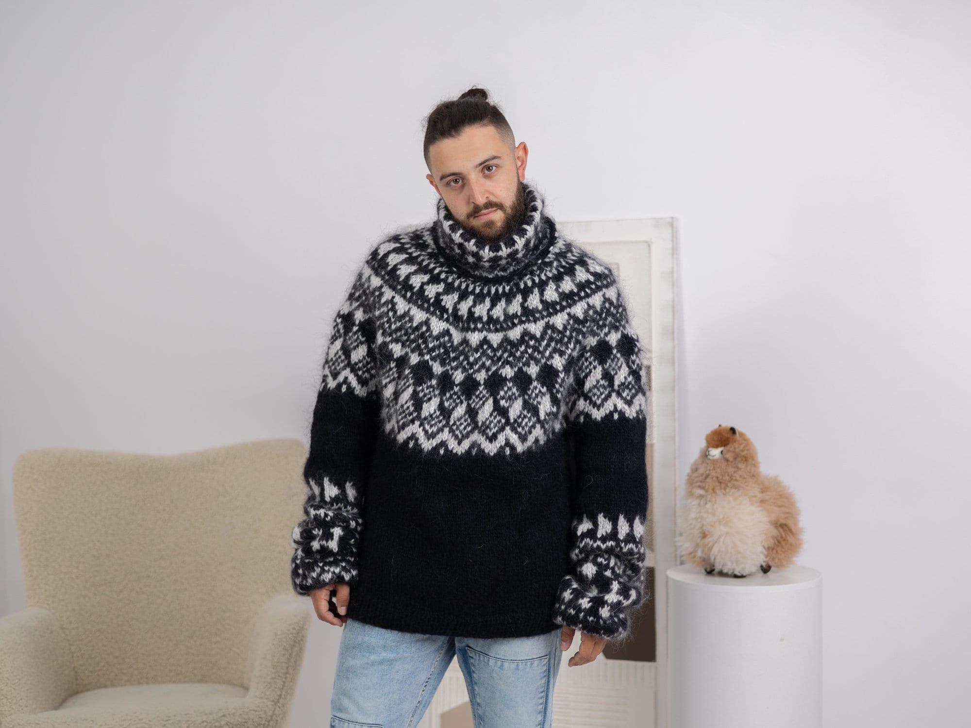 One Available in Size 3XL, Norwegian Icelandic Men Mohair Sweater
