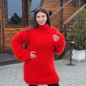 12 strands Big Mohair Sweater, Chunky Knit Unisex Pullover T914