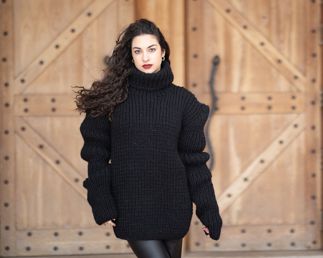 トップス TTTMSW Wool pullover knit BLACK COS Wool Sweater Women's S Black Turtleneck 3/4 Sleeve Knit