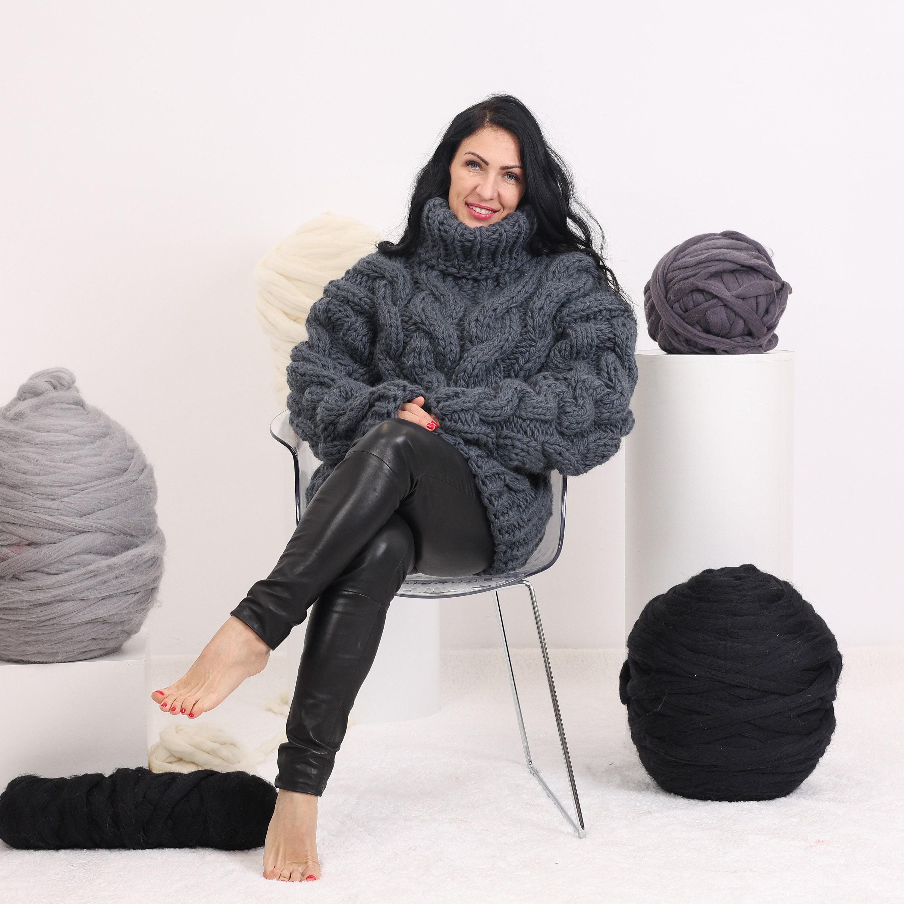 タートル セーター ケーブル網 ウール グレー ミッシェルマカロン 長袖ニット セーター タートルネック ケーブル編