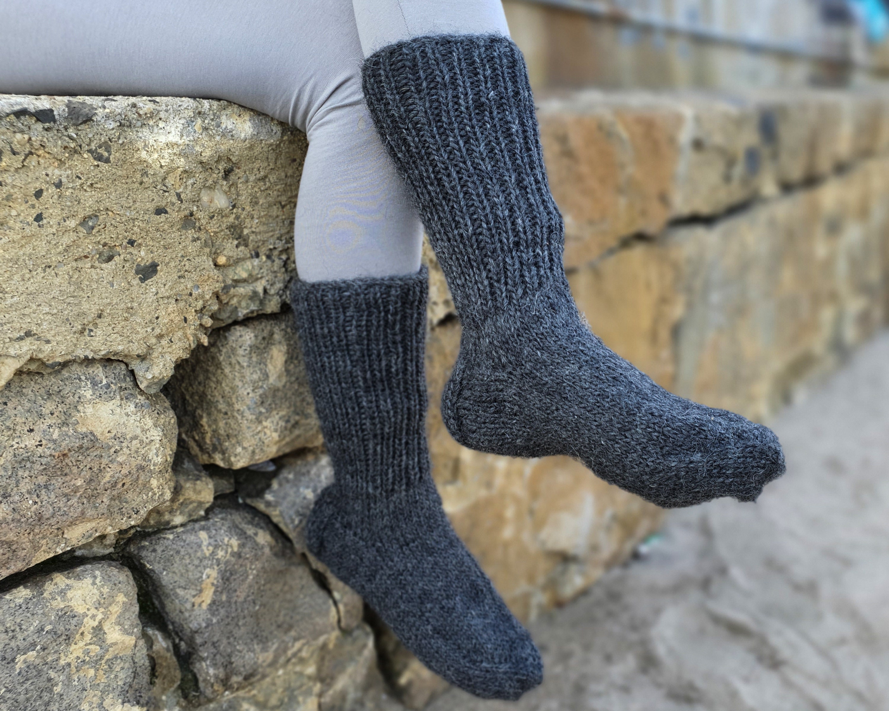Grey Wool Socks Hand Knit Legwarmers Woolen Socks Winter - Etsy Australia