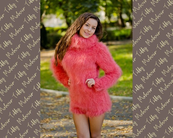 Coral Mohair Bodysuit Hand Knit Mohair Sweater Fetish Fluffy - Etsy  Singapore