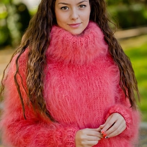 Coral Mohair Bodysuit Hand Knit Mohair Sweater Fetish Fluffy - Etsy