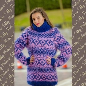 Jaquard Mohair sweater knitted in Nordic pattern T320