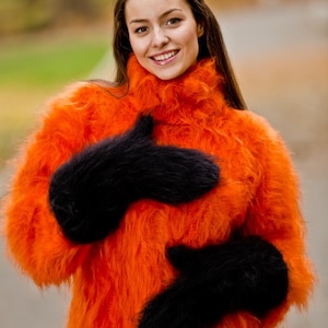 Black Mohair Mittens, Hand Knit Gloves, Mohair Fetish Mittens, Knitted Mittens, Fluffy  Mittens, Handmade Mittens, Wool Winter Mittens T191b