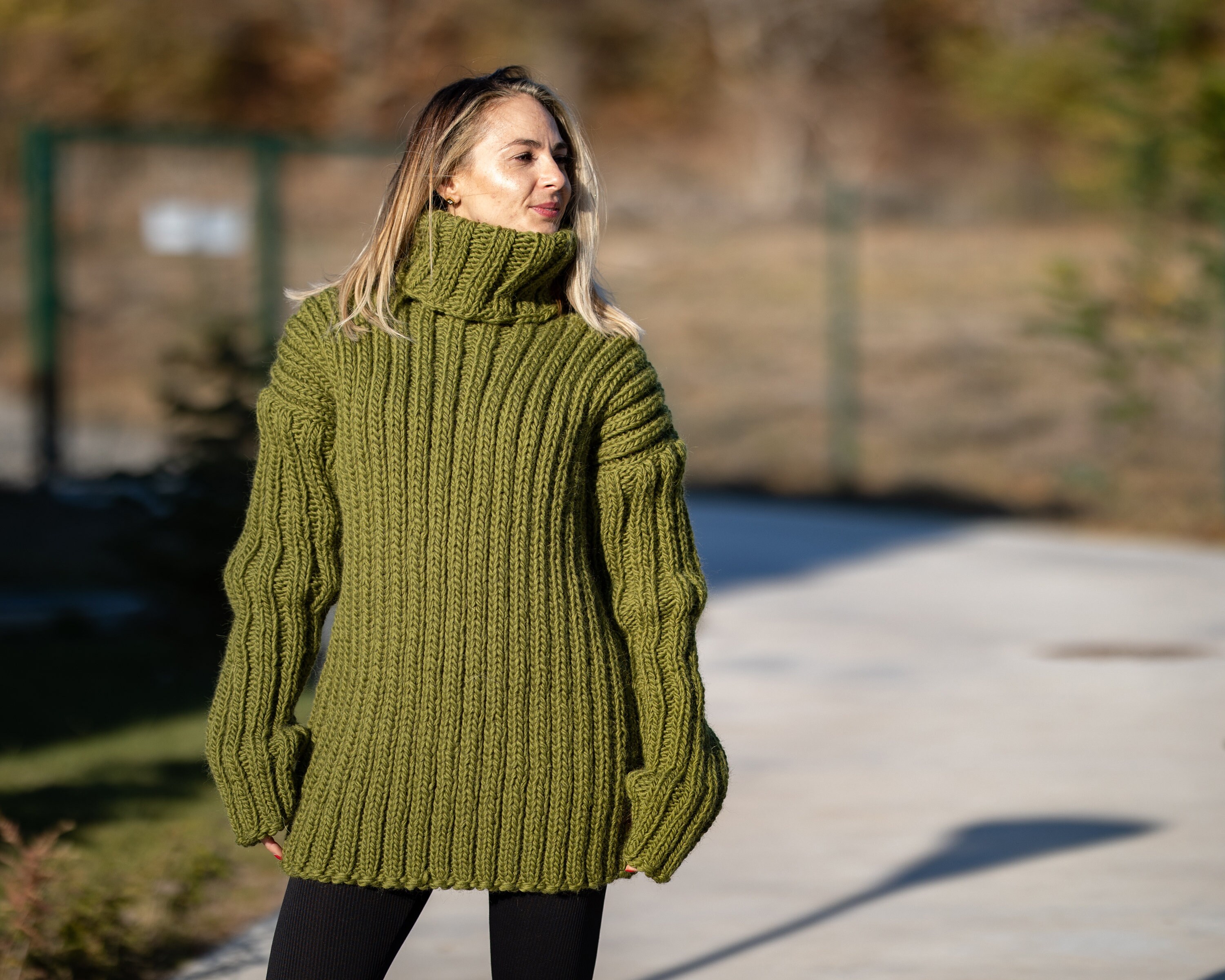 Green wool sweater womens clearance
