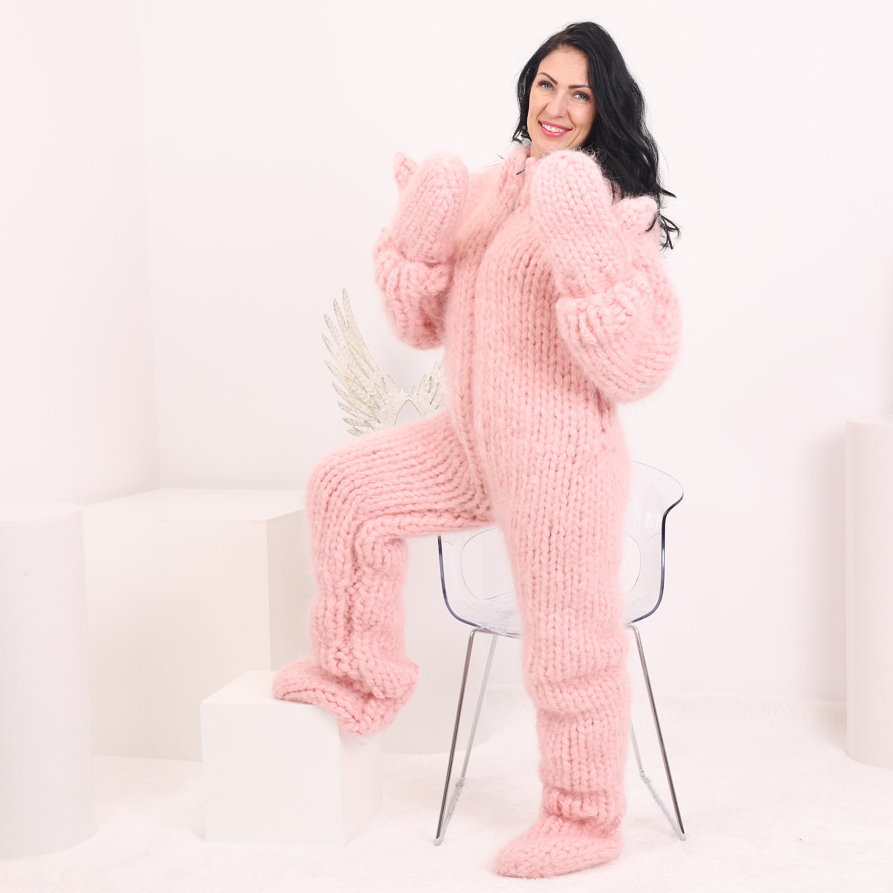 【Jun Mikami】Mohair Jump-suit／新品タグ付／送料込 Jun Mikami Mohair Hand-knitted Jump-suit 【公式通販】