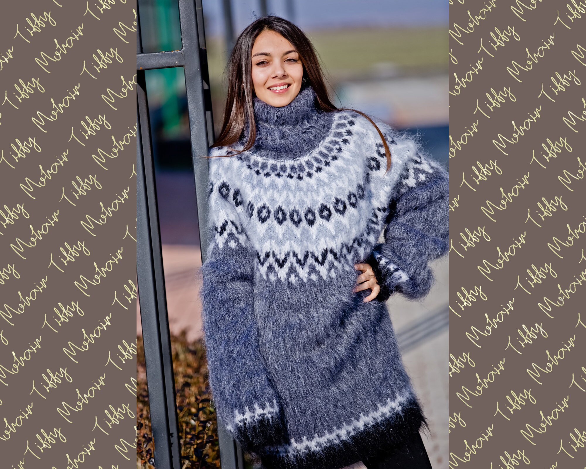 Gray Icelandic Sweater, Fluffy Mohair Sweater, Hand Knit Sweater, Men Mohair Sweater, Norwegian Sweater, Soft Sweater, Nordic Sweater T254