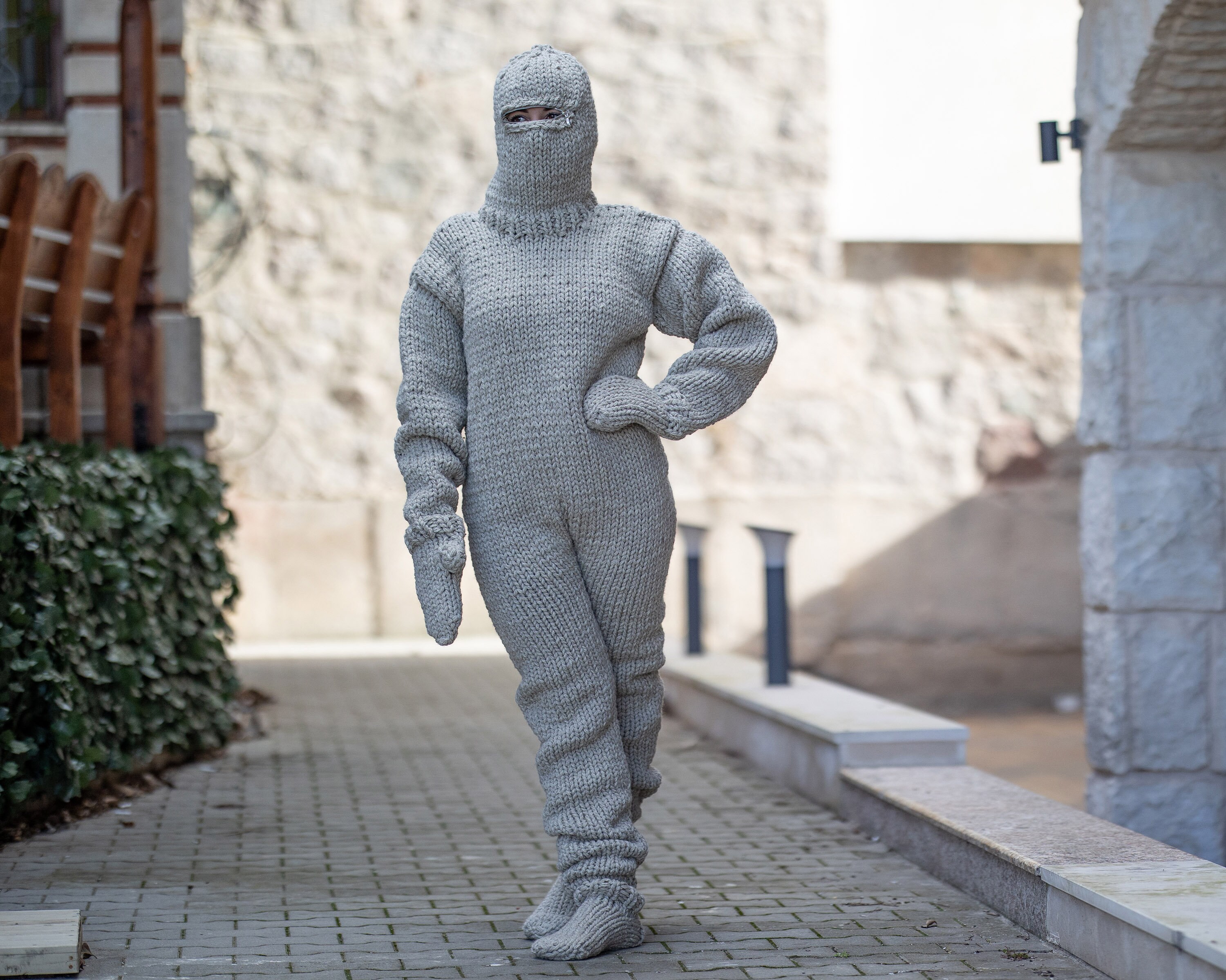 【SCULPTOR】 Overalls Knitted Bodysuit Raw SC25S302IV Overalls Knitted Bodysuit Raw – SCULPTOR JAPAN