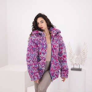 Extra Chunky Cardigan – 25-Strand Hand Knitted Alpaca Merino Wool Blend T1542 image 7