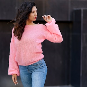 Summer Loose knitted sweater, Italian mohair knitted top, bridal sweater, bridal cover up, women knitted summer jumper T1065
