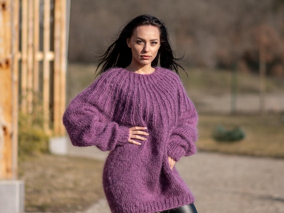 One Available in Size 4XL, Purple Mohair Sweater T1175 - Etsy