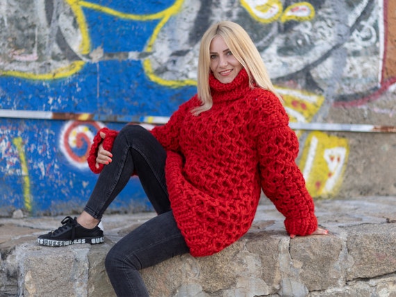 Red turtleneck sale sweater