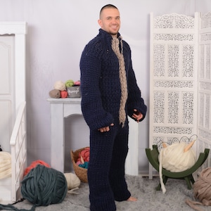 Merino Wool Catsuit, Hand Knit Woolen Overall, Hooded catsuit, Wool Jumpsuit, Chunky Huge Catsuit, Fetish Catsuit, Woolen romper T733M