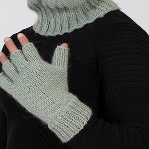 Hand Knit Wool Gloves, Woolen Fetish Mittens, Knitted Fingerless Gloves , Itchy Mittens, Handmade Mittens, Wool Winter Mittens T1008