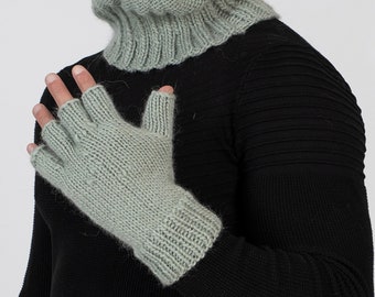 Hand Knit Wool Gloves, Woolen Fetish Mittens, Knitted Fingerless Gloves , Itchy Mittens, Handmade Mittens, Wool Winter Mittens T1008