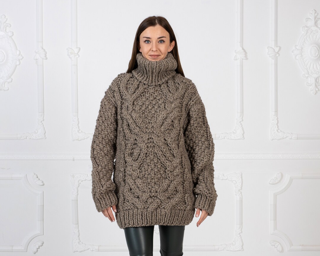 Women Itchy Wool Sweater, Raw Wool Cables Jumper T970W Etsy