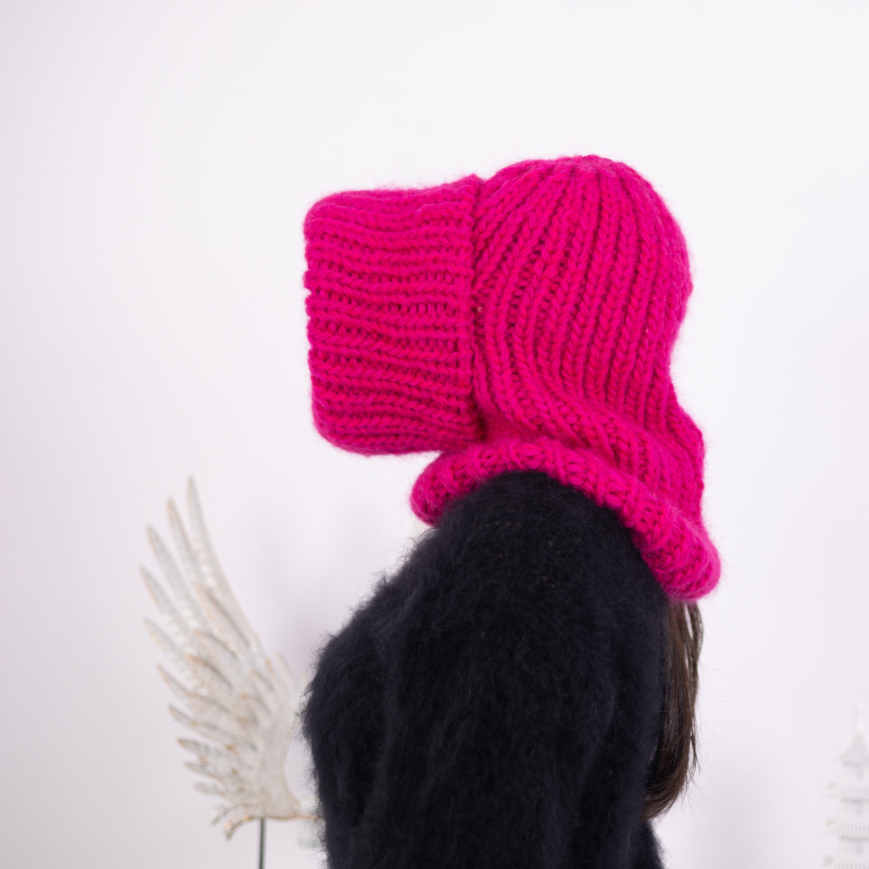 マフラー・ストール FALLETT Hairy Knit Balaclava Muffler 4FM088 Mohair and Wool Mix Balaclava, Head Warmer, Fetish Balaclava