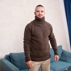 Brown Itchy wool sweater, Hand knitted pullover made in 100 % wool , raw wool jumper  T875M