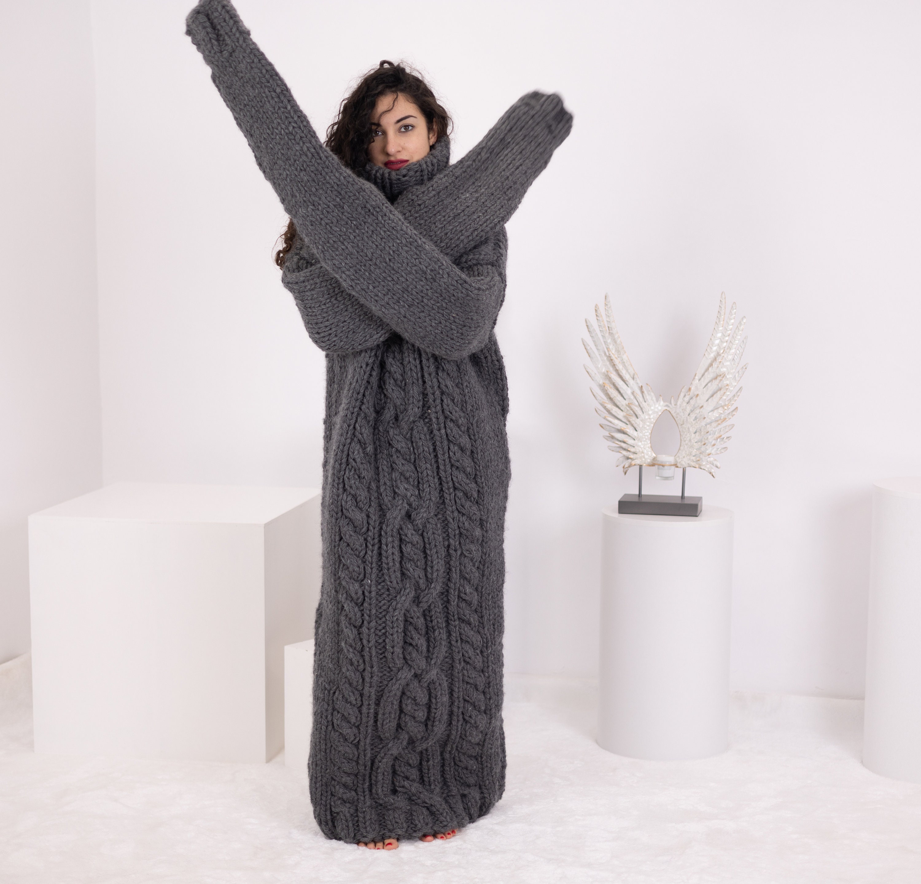 韓国商品/LEVAR Mohair Skashi Layered Knitted Dress LEKASHA-WOMEN-DARHAN-MIDNIGHT-