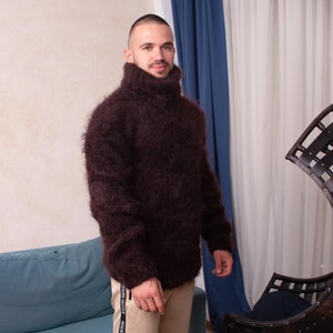 Brown Mohair sweater , Fluffy mohair jumper T830M