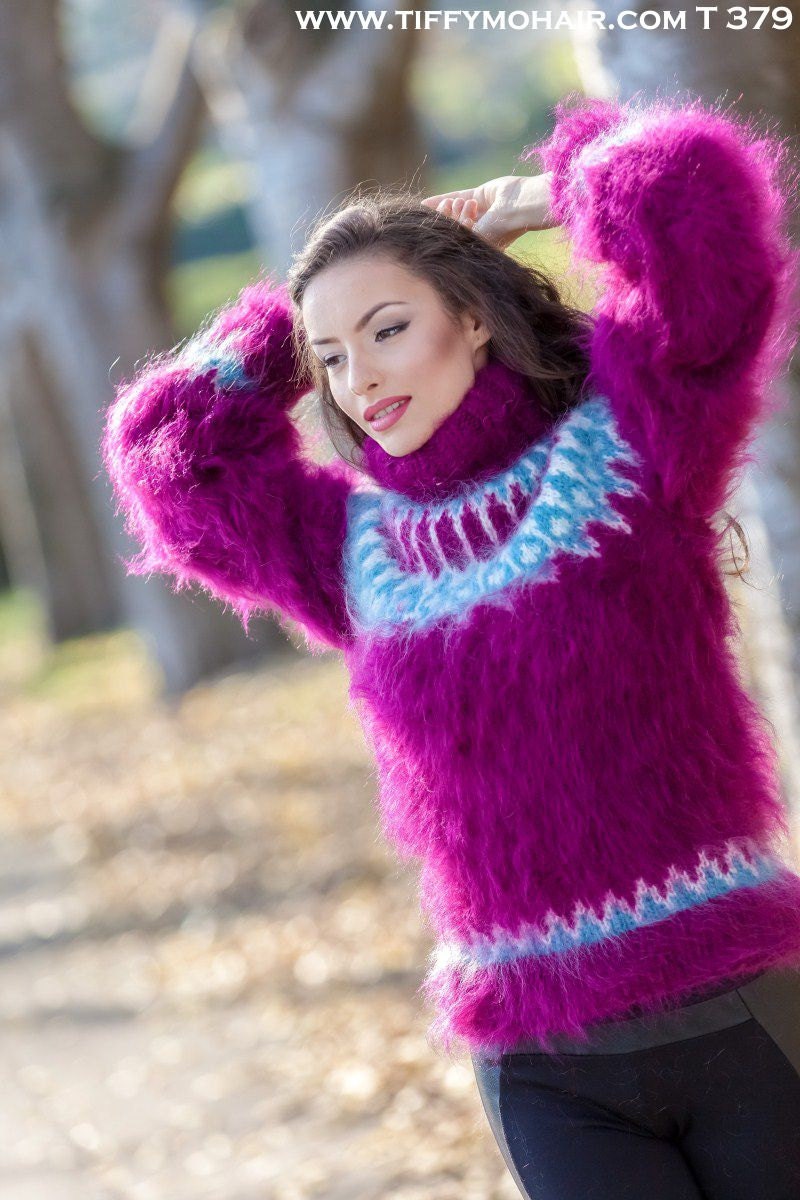 Fuscia Mohair Sweater, Icelandic Sweater, Knitted Sweater, Men Mohair ...