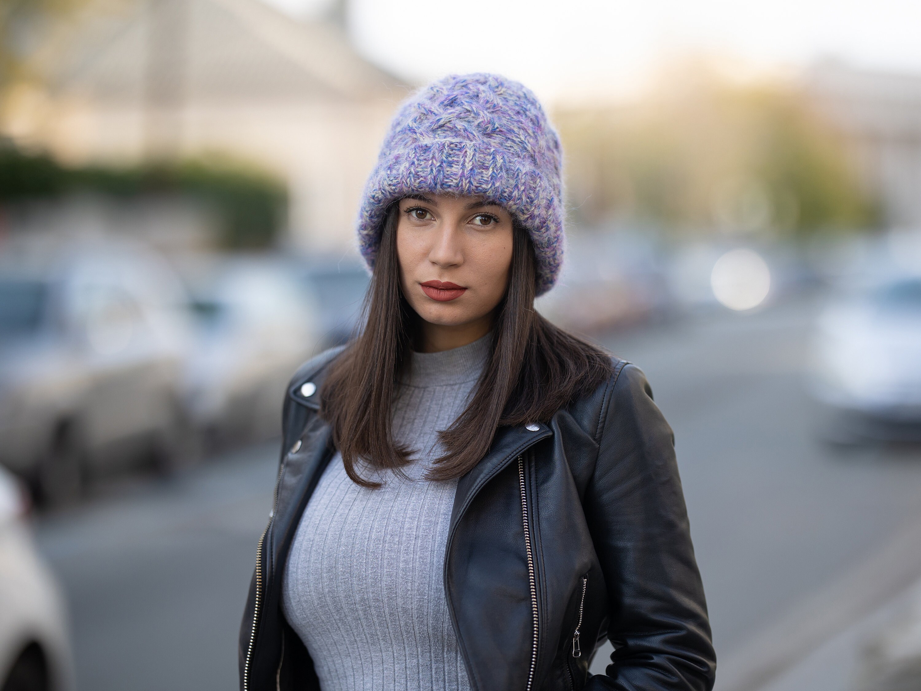 Melange Alpaca Mix Hat Hand Knit Hat 