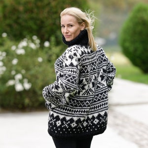 Norwegian Wool Sweater, Icelandic Sweater, Hand Knitted Sweater, T1123 image 5