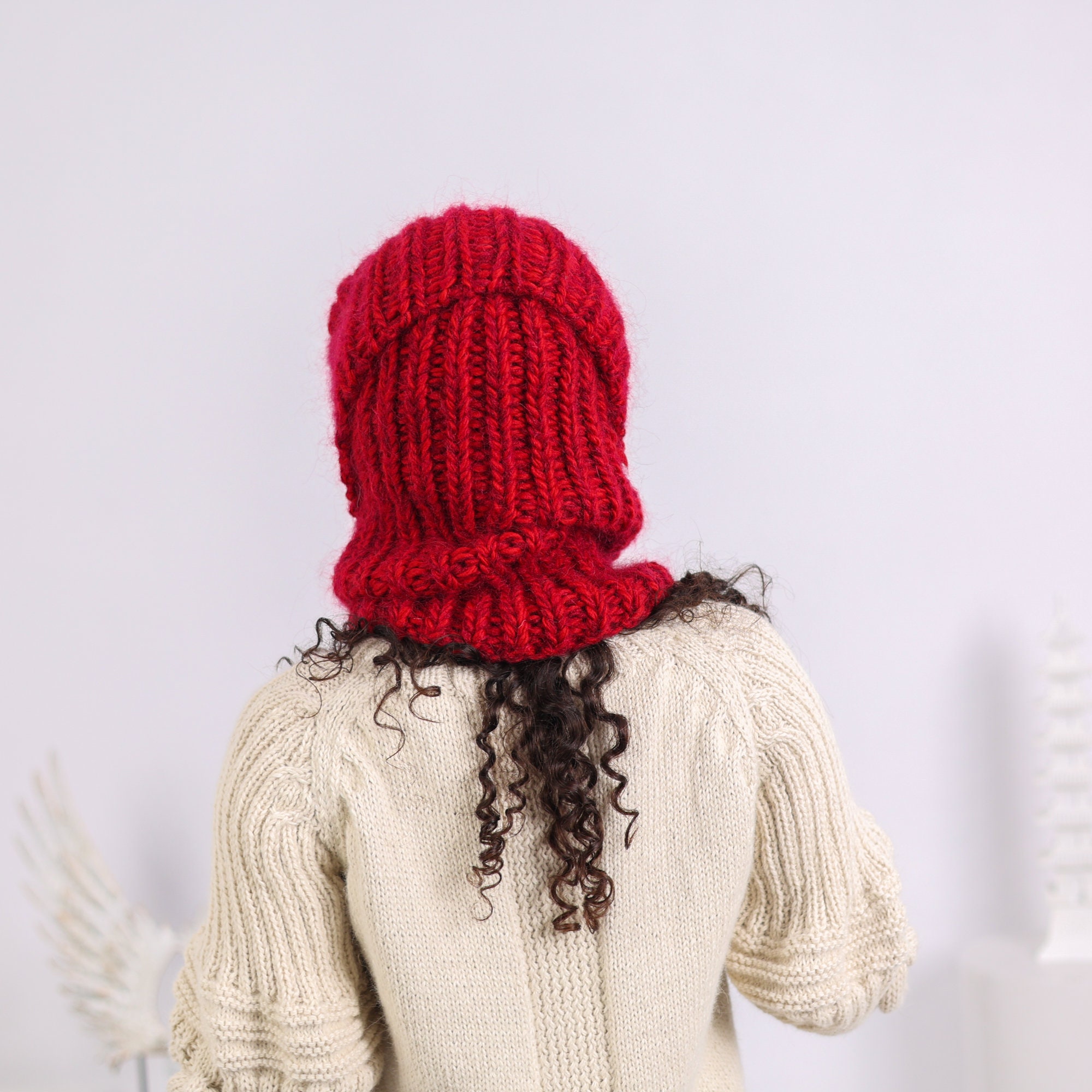 マフラー・ストール FALLETT Hairy Knit Balaclava Muffler 4FM088 Mohair and Wool Mix Balaclava, Head Warmer, Fetish Balaclava