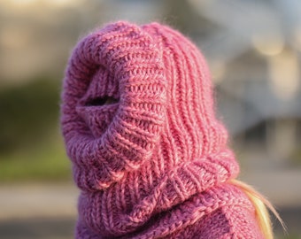 マフラー・ストール FALLETT Hairy Knit Balaclava Muffler 4FM088 Mohair and Wool Mix Balaclava, Head Warmer, Fetish Balaclava