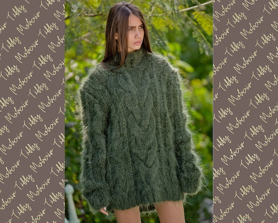 olive green cable knit sweater