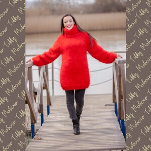 Thick Mohair Sweater, Turtleneck Sweater, Hand Knitted Sweater, Fluffy Sweater, Huge Oversized Sweater, Mohair Fetish, Chunky Sweater T442