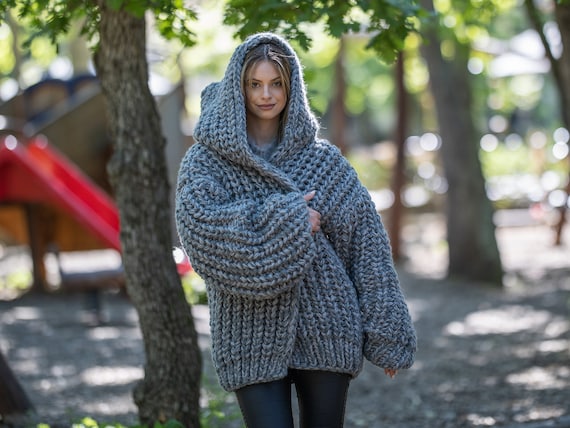 14 Strands Extra Chunky Cardigan Knitted in Soft Alpaca - Etsy