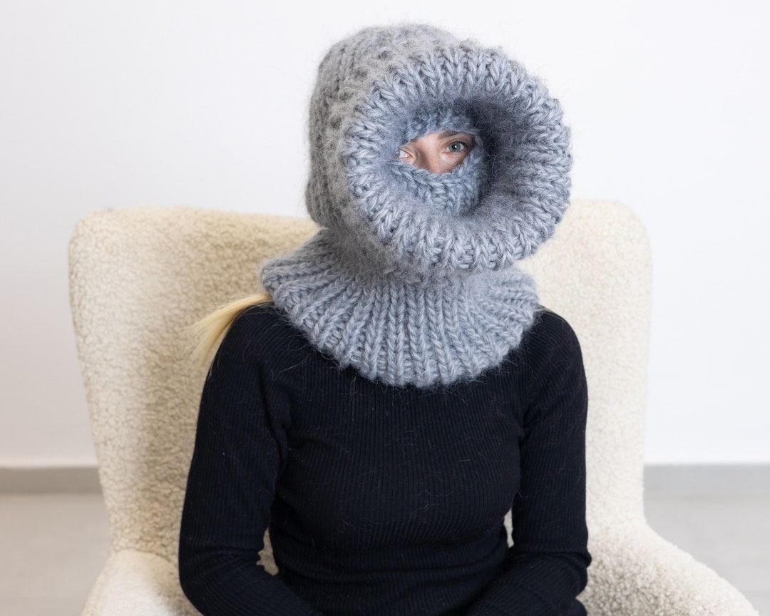 マフラー・ストール TATIANA Shadow Plaid Wool Blended Muffler MF8127 Gray Cable Knit Mohair Scarf, Long Oversized Alpaca Scarf