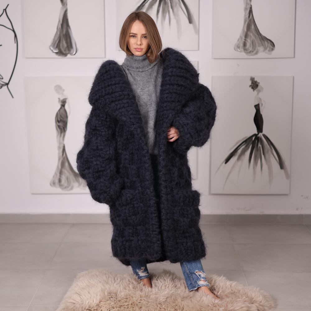 Manteau Capuche Mohair Tissé – Taille XXL, Multicolore – Occasion Bon état