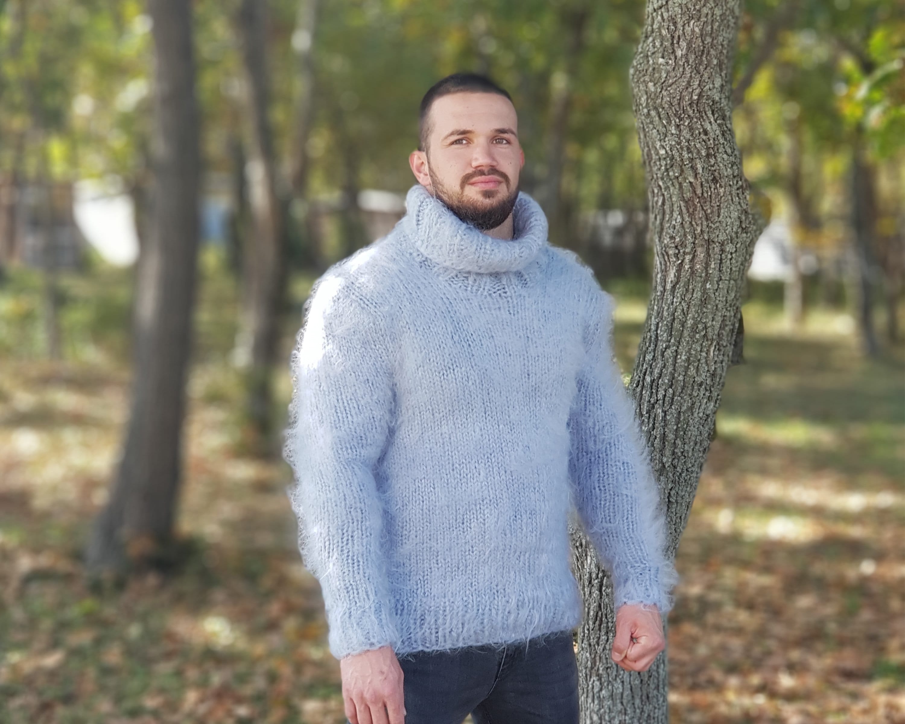 Men's fuzzy mohair best sale sweater