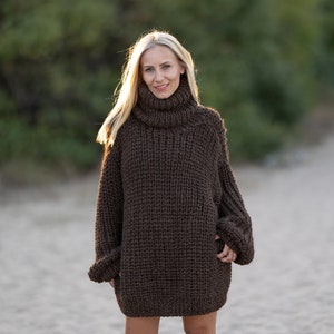 Handgebreide alpaca-trui, dikke Engelse ribtrui, warme wintertrui T1246