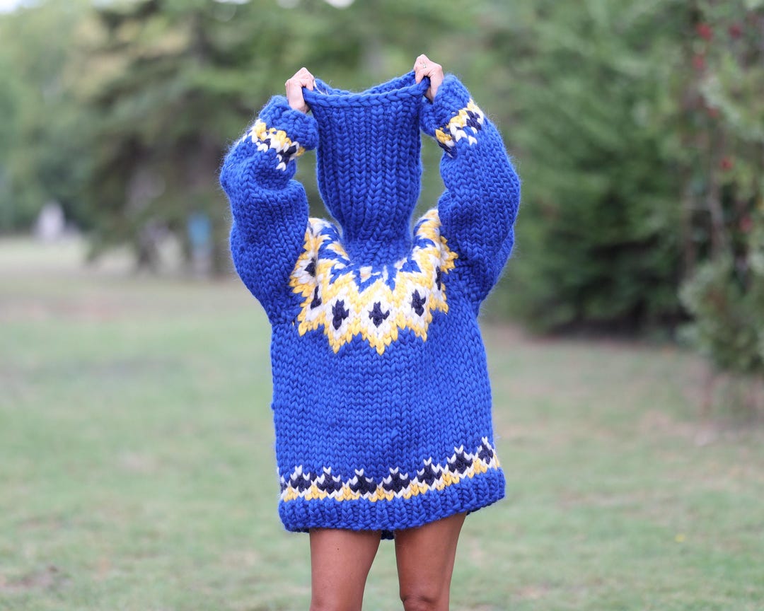 Icelandic Merino Wool Sweater With 50 Cm Turtleneck, Hand Knitted
