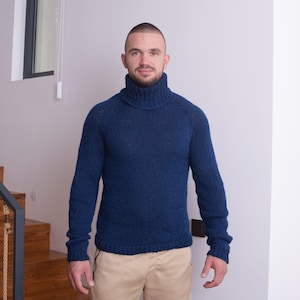 Rohwolle Itchy Sweater - Handgestrickter grobstrick Rollkragenpullover Herrenpullover T824M