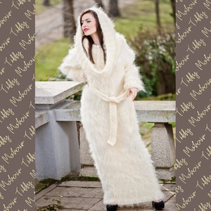 Cowl Neck Mohair Dress, Cream Maxi Dress, Knit Sweater Dress, Fluffy Mohair Dress, Oversized Mohair Dress, Fetish Dress , Maxi Dress T288