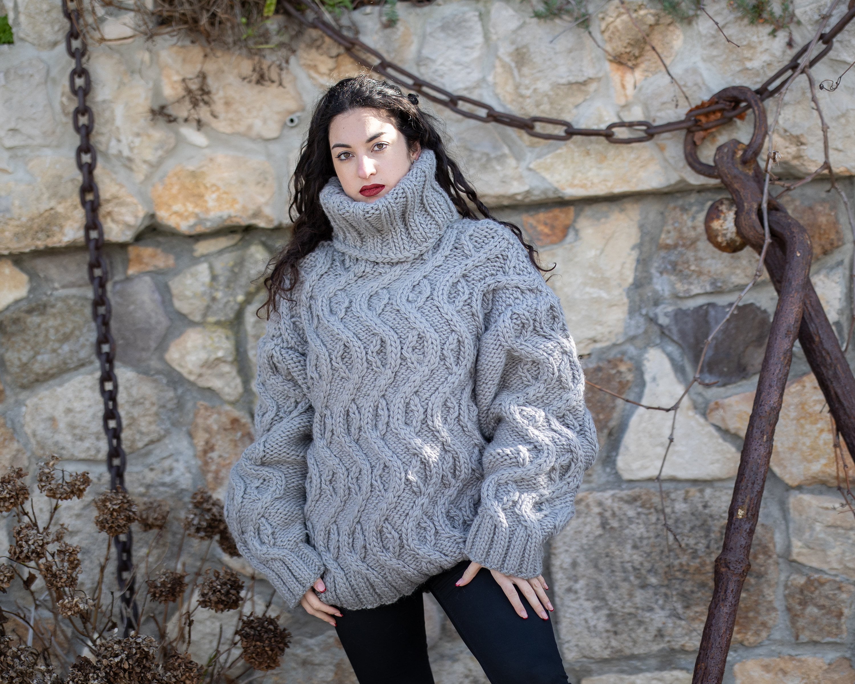売れ筋商品|||サムス サムス ニット&セーター レディース アウター KEIKU TURTLENECK - Jumper - grey Turtleneck Sweater Kintted Women Crochet Gray Pullovers Blue