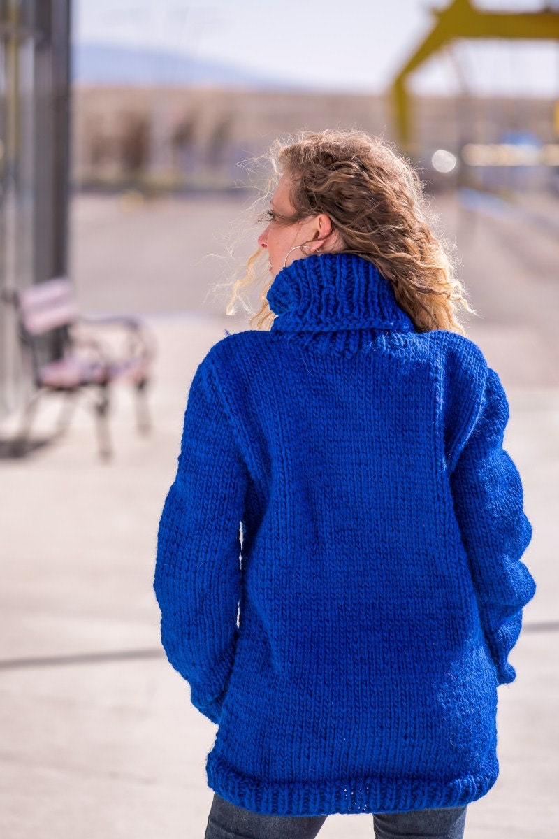 100 Soft Wool Sweater in blue T514 Etsy